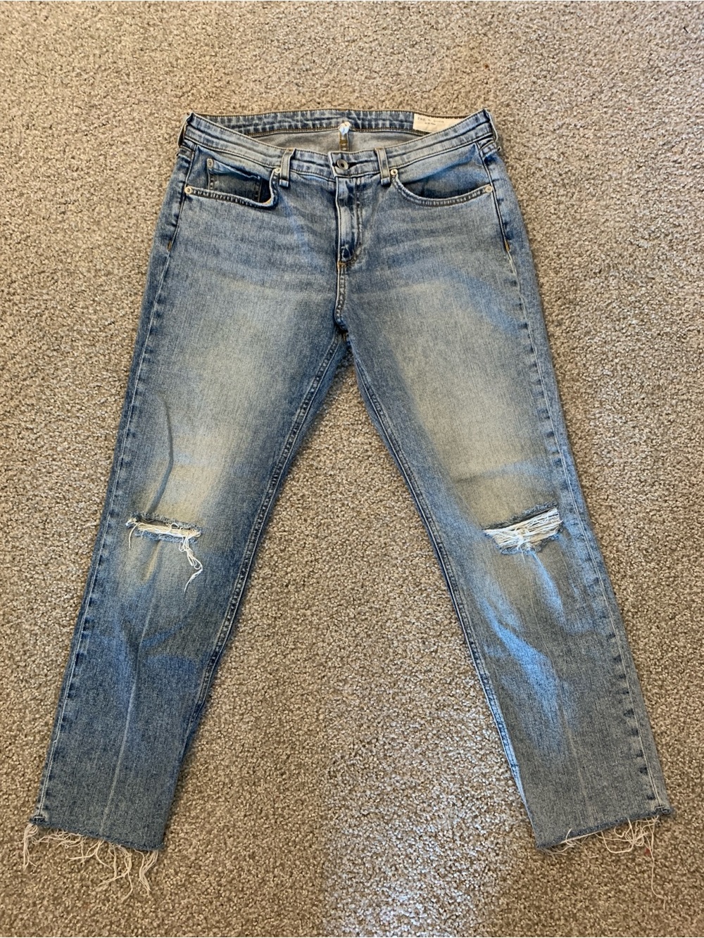 rag & bone Light Wash Distressed Boyfriend Jeans